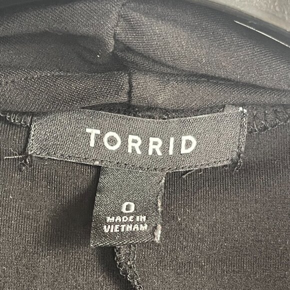 Torrid Dark Grey Drape Open Cardigan Asymmetric Hem Stretch SZ L Plus 0 - Picture 3 of 6